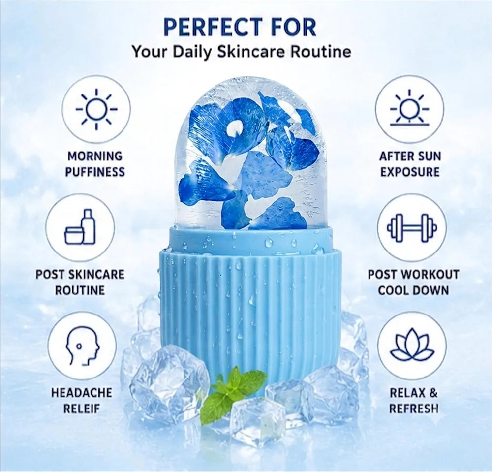Ice Roller for Face Massager | Cooling Facial Roller for Men & Women | Reduces Puffiness, Dark Circles & Swelling | Reusable, Durable Tool for Glowing Skin