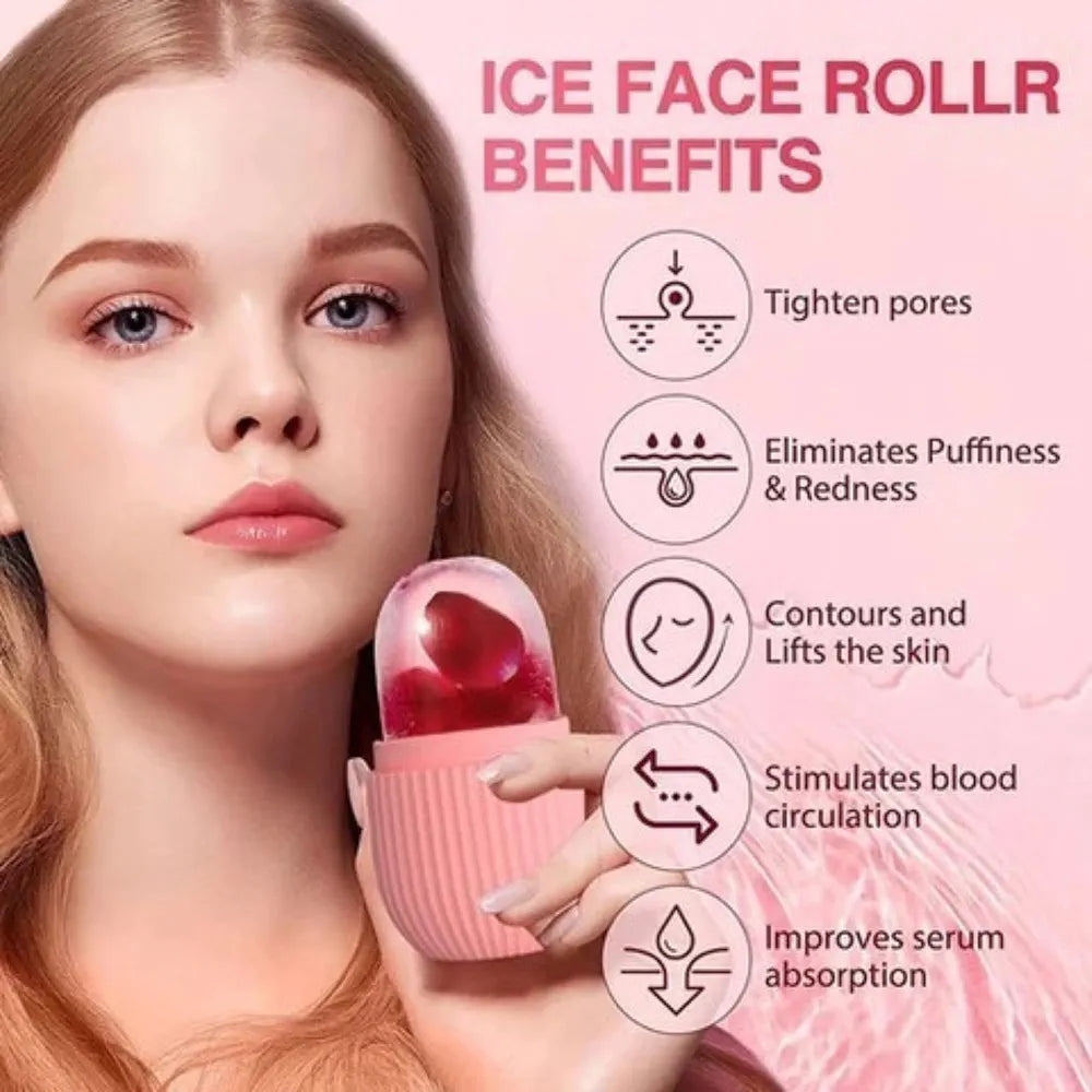 Ice Roller for Face Massager | Cooling Facial Roller for Men & Women | Reduces Puffiness, Dark Circles & Swelling | Reusable, Durable Tool for Glowing Skin