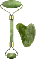 Facial Massager Jade Roller & Gua Sha Tool Natural Himalayan Stone for Face Neck Healing Skin Wrinkles & Serum Application