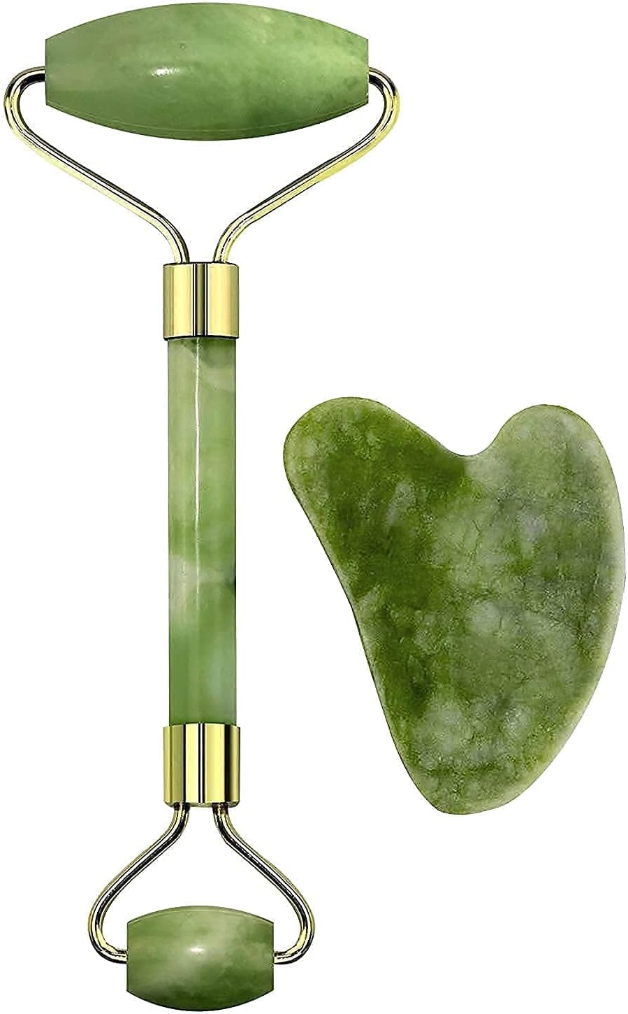 Facial Massager Jade Roller & Gua Sha Tool Natural Himalayan Stone for Face Neck Healing Skin Wrinkles & Serum Application
